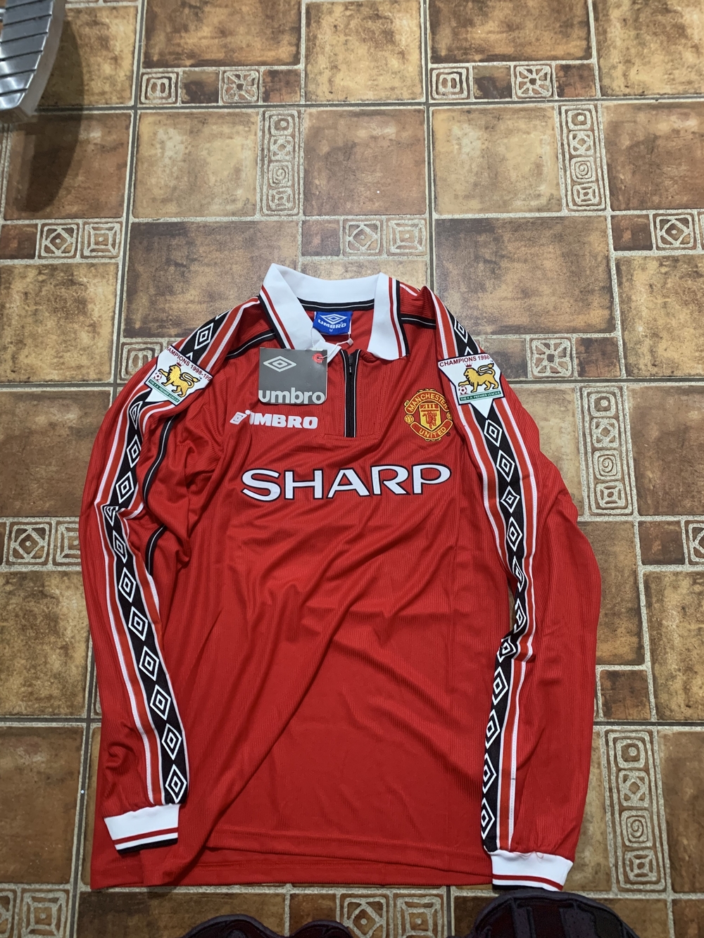 Umbro x Manchester United 1998 Retro Long Sleeve Quarter Zip Training Jacket Siz